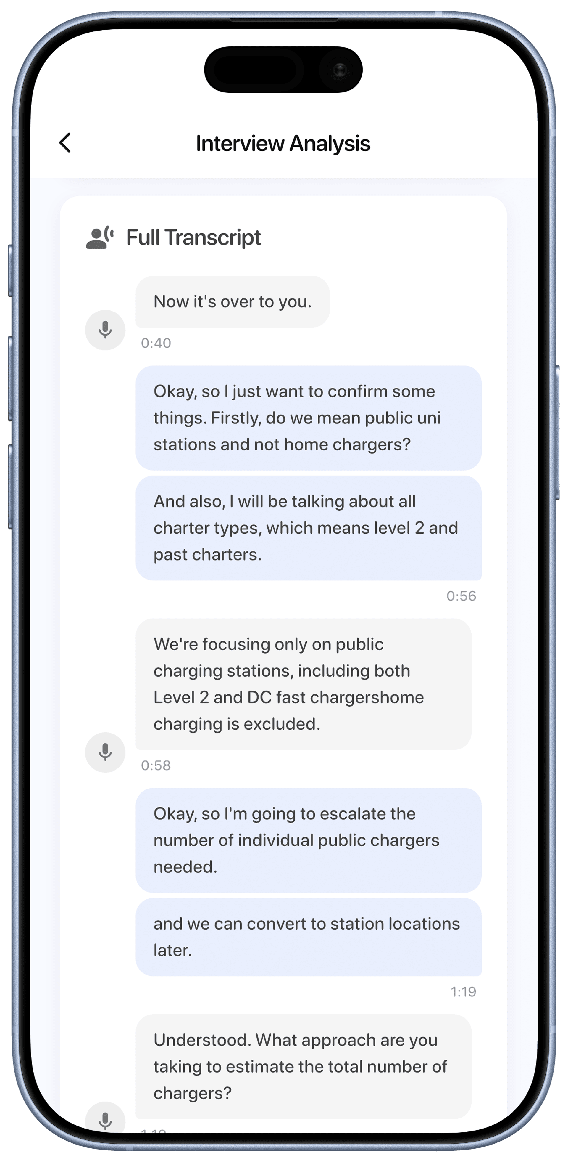 Full transcript view of interview conversation